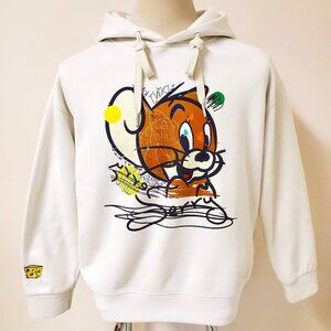 Tom & Jerry Graphic Graffiti Print Hoodie Sweater Cream Cheese Embroidery Unisex